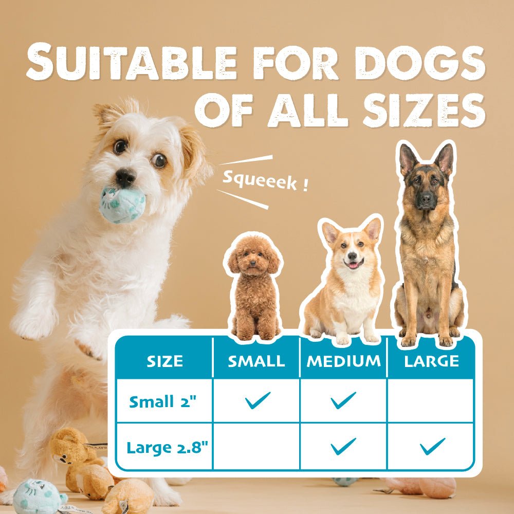 BLUE BAY 2 PCS Plush Squeaky Dog Toy Ball - ding-go