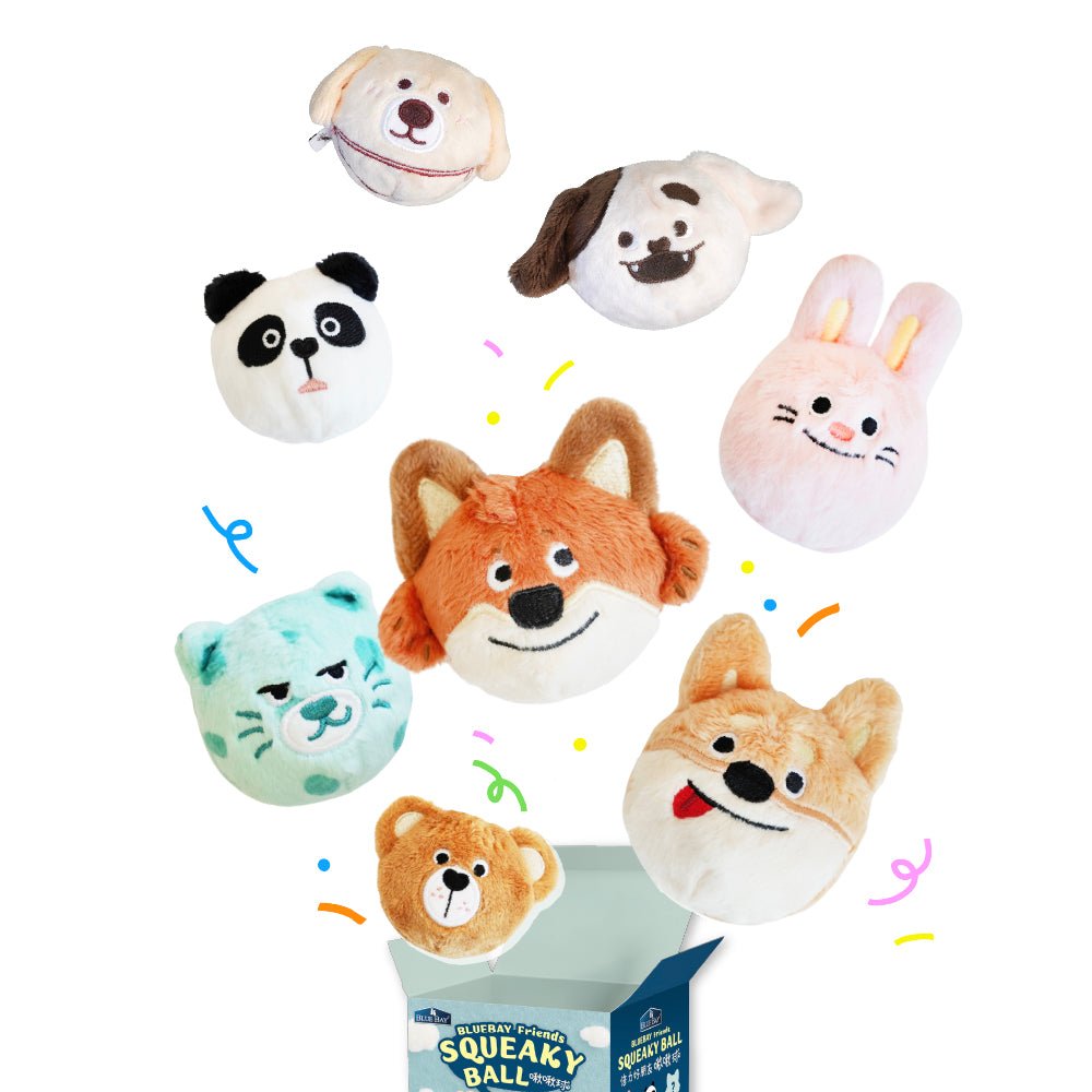 BLUE BAY 2 PCS Plush Squeaky Dog Toy Ball - ding-go