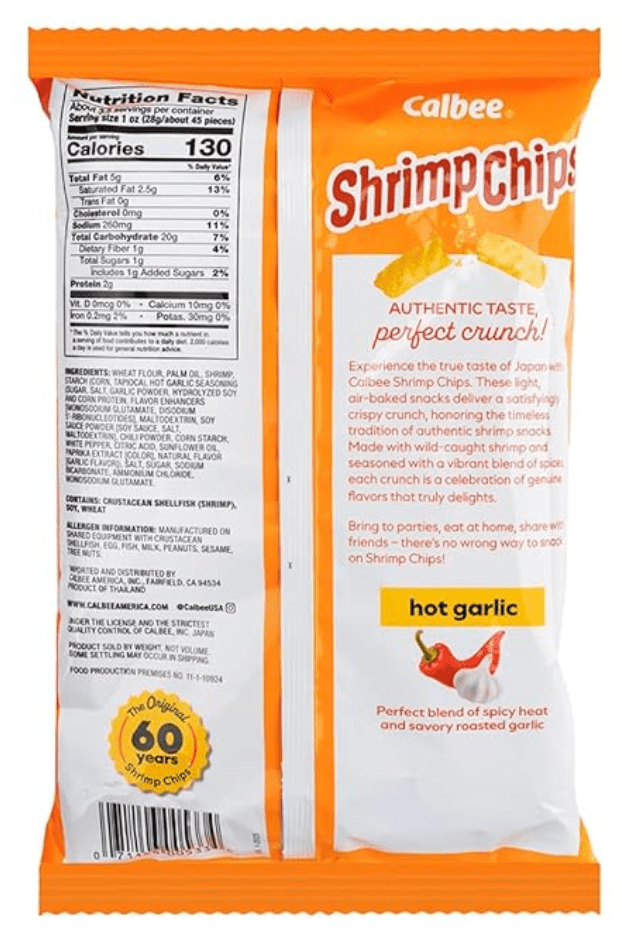 Calbee Shrimp Chips Hot Garlic - 94g - ding-go