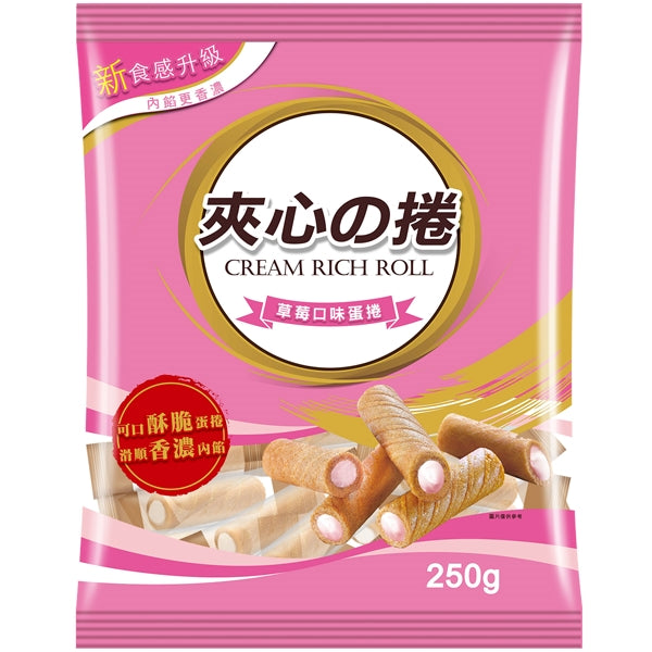 Want-Want Strawberry Flavor Cream Rich Roll - 250g