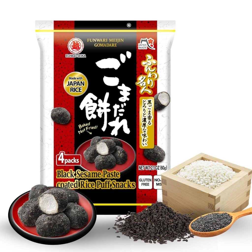 Echigo Senka Black Sesame Paste Rice Puff Snacks - 60g - ding - go