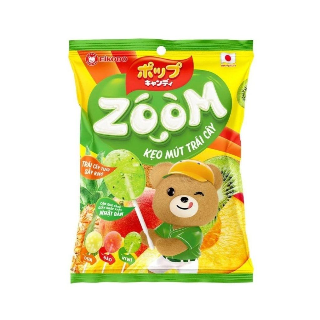 Eikodo Zoom Lollipop Peach Pineapple & Kiwi Flavors - 8g x 9 Pack - ding - go