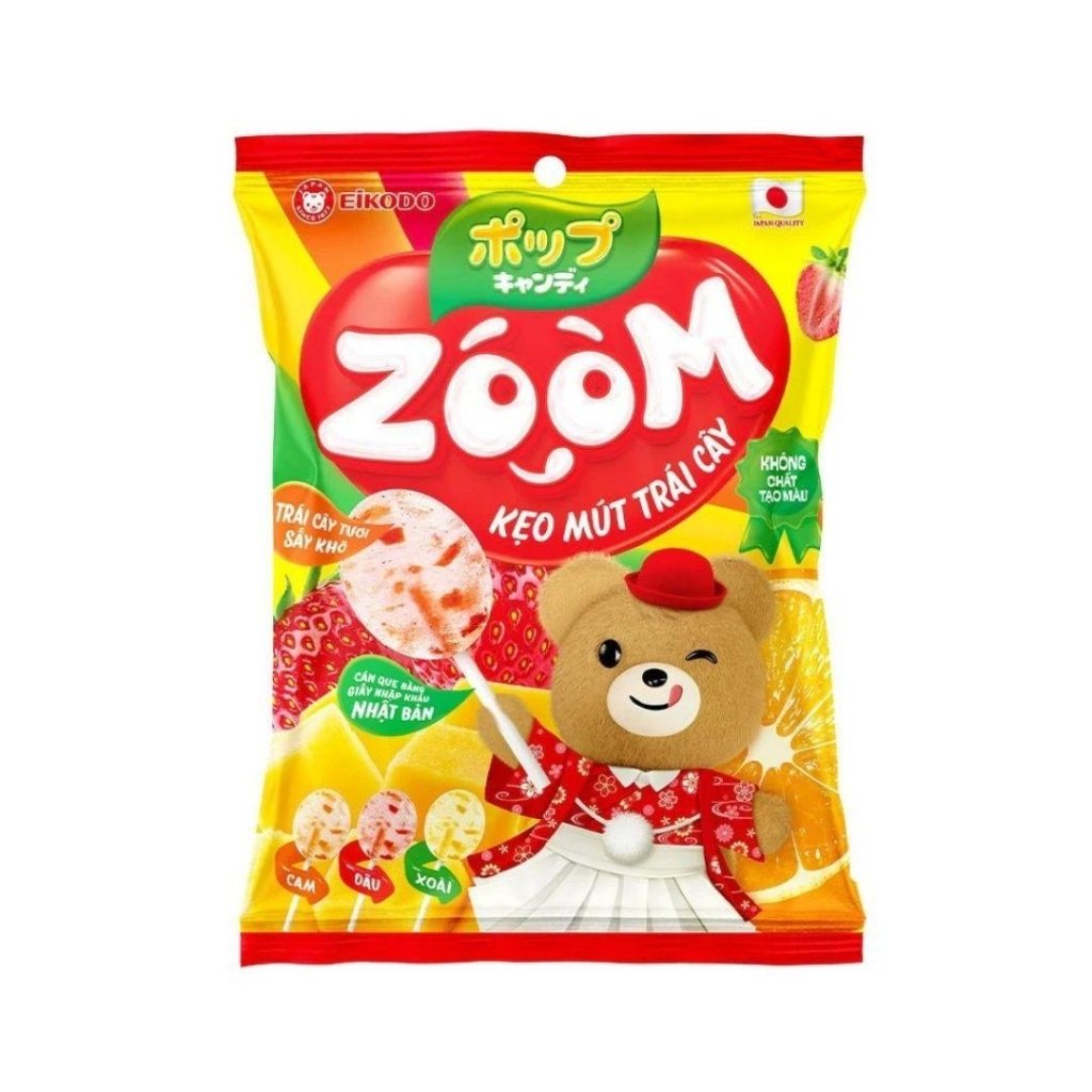 Eikodo Zoom Lollipops Orange, Mango & Strawberry Flavors - 8g x 9 Pack - ding - go