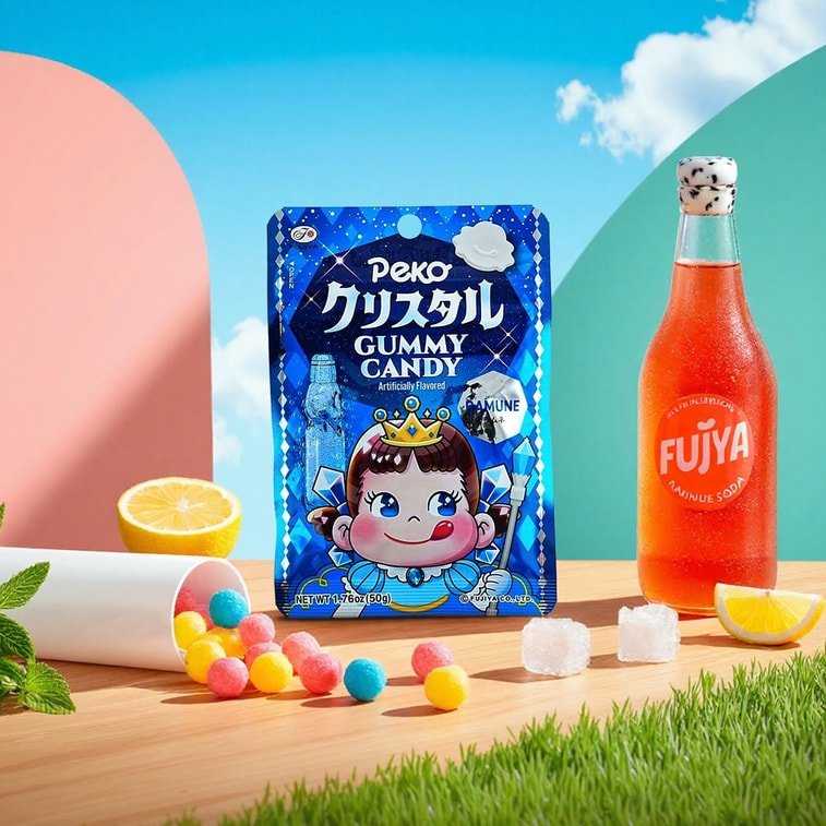 Fujiya Peko Chan Crystal Ramune Soda Gummy Candy - 50g - ding - go