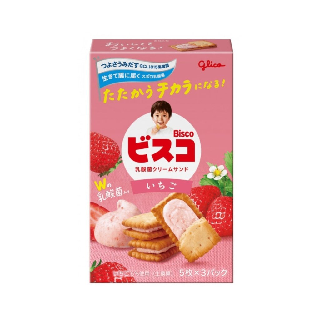 Glico Bisco Strawberry Cream Sandwich Biscuits - 64.5g - ding-go