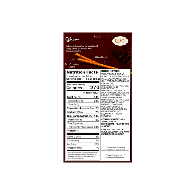 Glico Pejoy Chocolate Cream Filled Biscuit Sticks 56g, additional package view 2