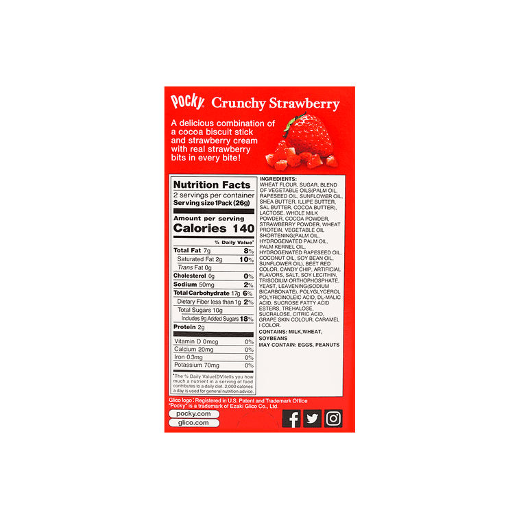 Glico Pocky Crunchy Strawberry Sticks - 25.5g x 2 Pack - ding - go