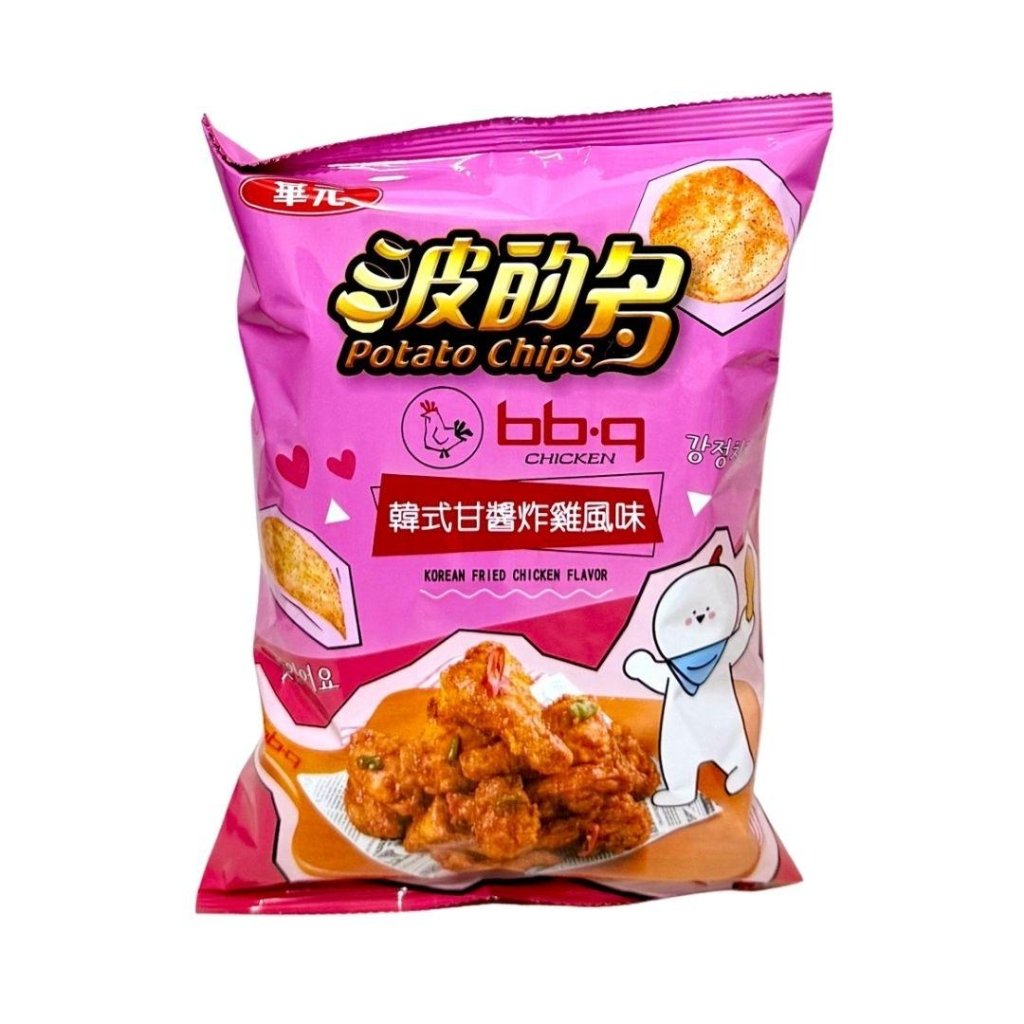 Hua Yuan bb.q Korean Sweet Soy Fried Chicken Flavor Potato Chips - 52g - ding-go