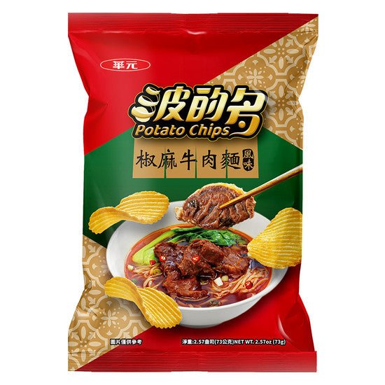 Hua Yuan Potato Chips Pepper Beef Noodle Flavor - 73g - ding - go