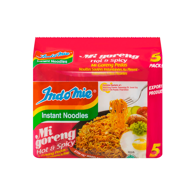 Indomie Stir Fry Noodles Hot & Spicy 80g x 5 Pack