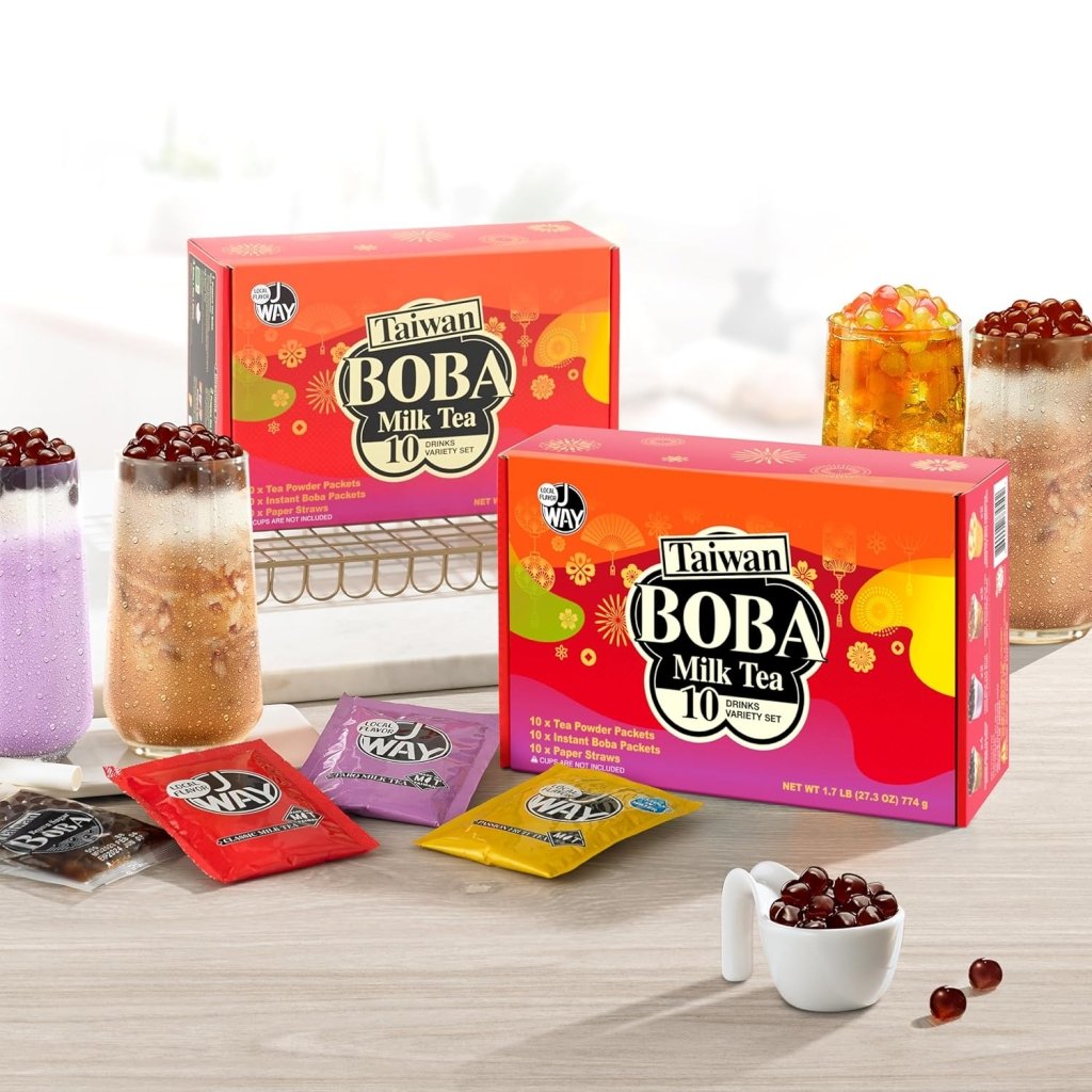J WAY Instant Boba Bubble Milk Fruity Tea Mix Kit - 77.4g x 10 Pack - ding - go