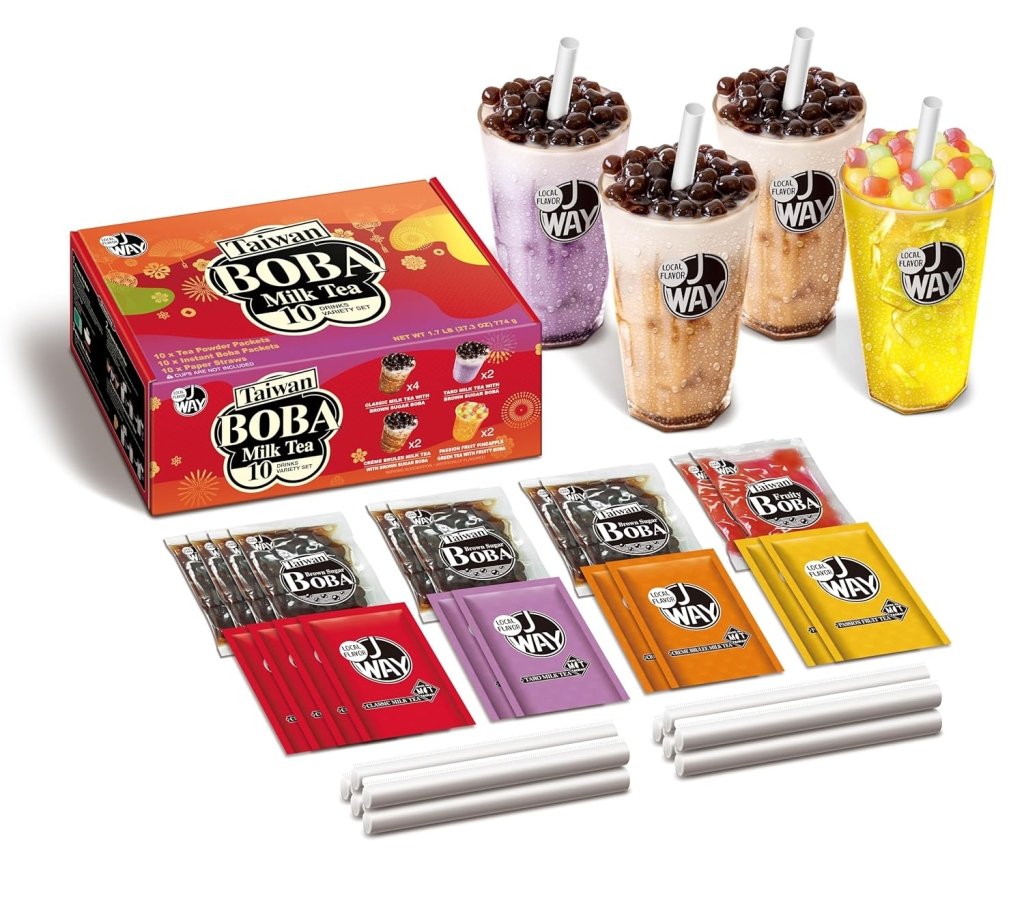 J WAY Instant Boba Bubble Milk Fruity Tea Mix Kit - 77.4g x 10 Pack - ding - go