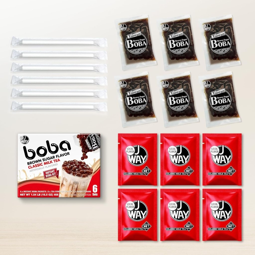J WAY Instant Brown Sugar Boba Milk Tea - 6 Servings - 78g x 6 Pack - ding - go