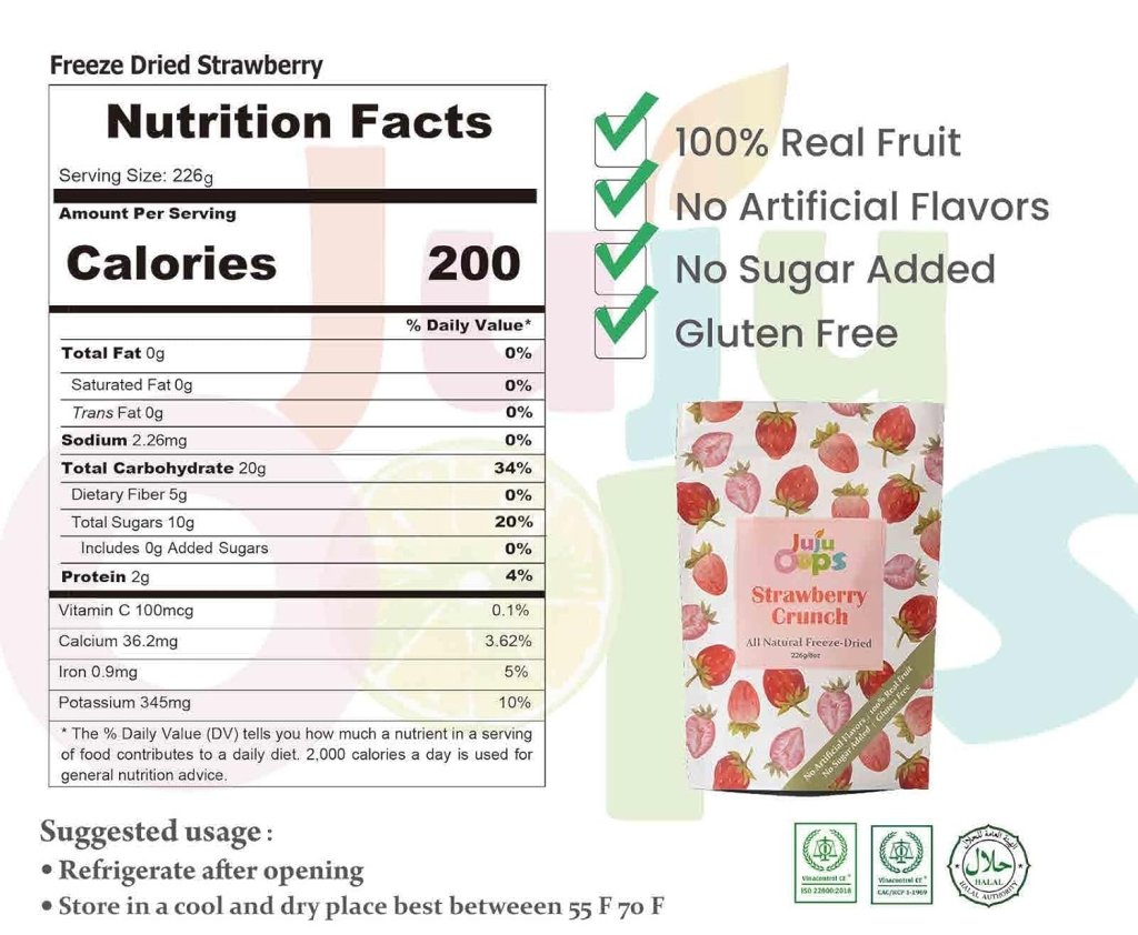 Juju Oops Mix Freeze Dried Whole Strawberries 226g, additional package view 2