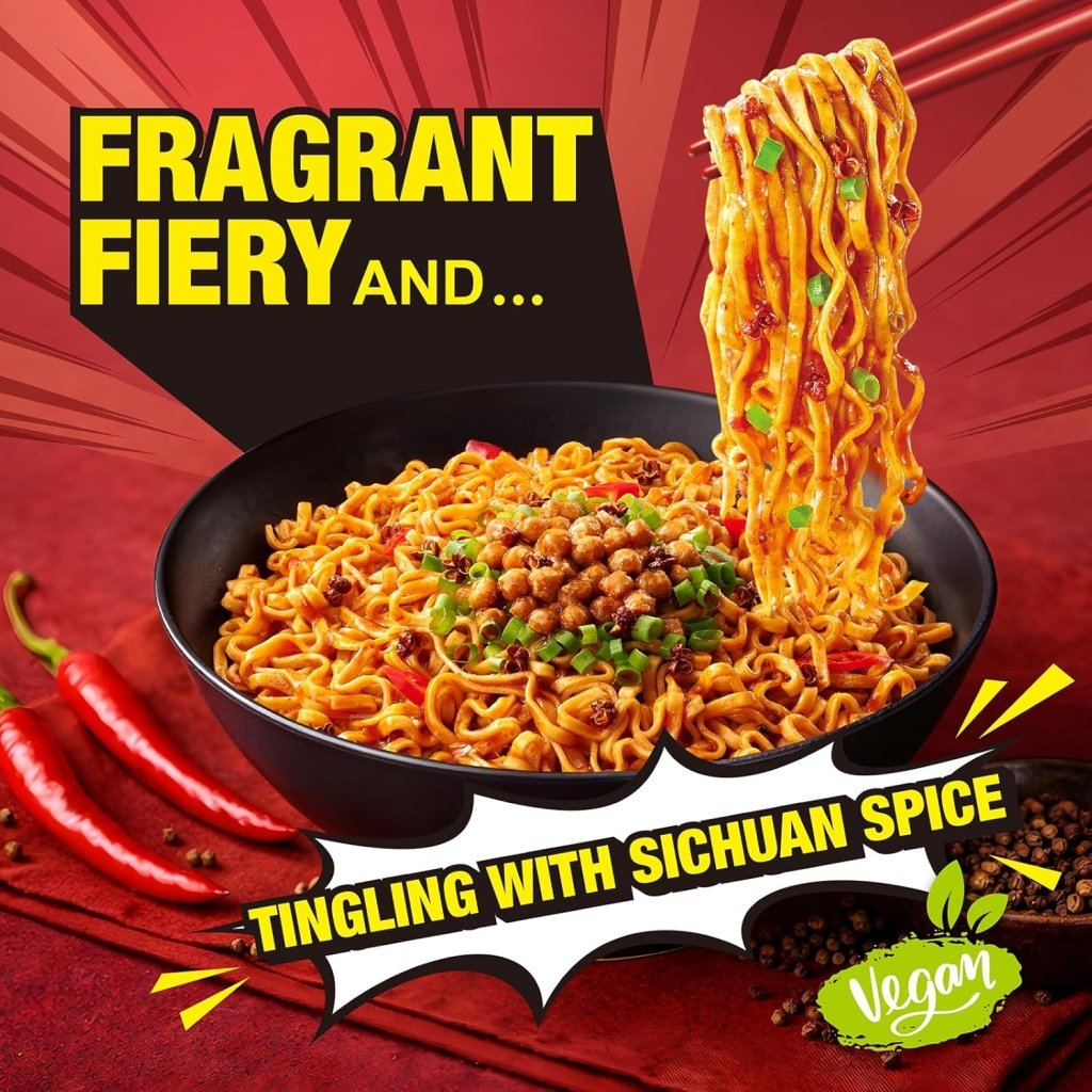 JWAY Sichuan Pepper Stir Fry Noodles 1 case - 90g x 12 Pack - ding - go