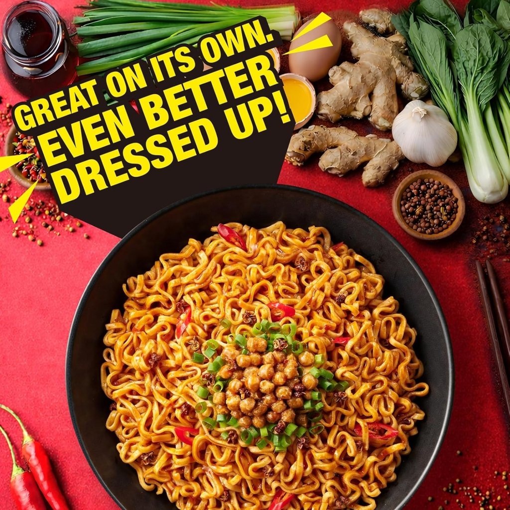 JWAY Sichuan Pepper Stir Fry Noodles 1 case - 90g x 12 Pack - ding - go
