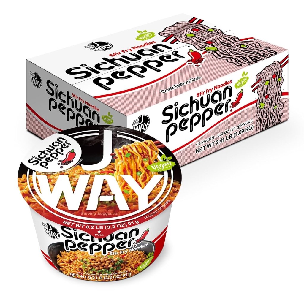 JWAY Sichuan Pepper Stir Fry Noodles 1 case - 90g x 12 Pack - ding - go
