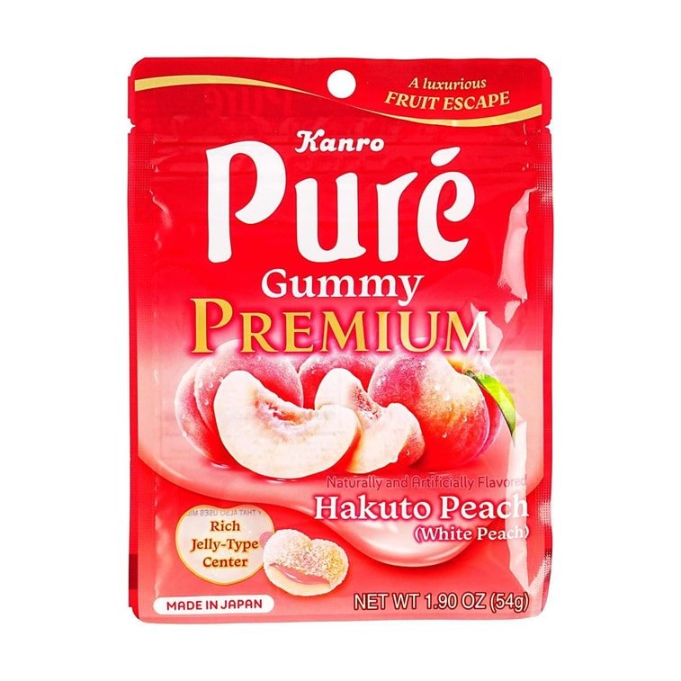 Kanro Pure Premium Gummy Hakuto Peach 54g, additional package view 5