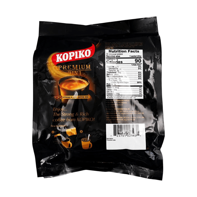 Kopiko Premium Coffee 3 in 1 20g x 30 Pack, additional package view 3
