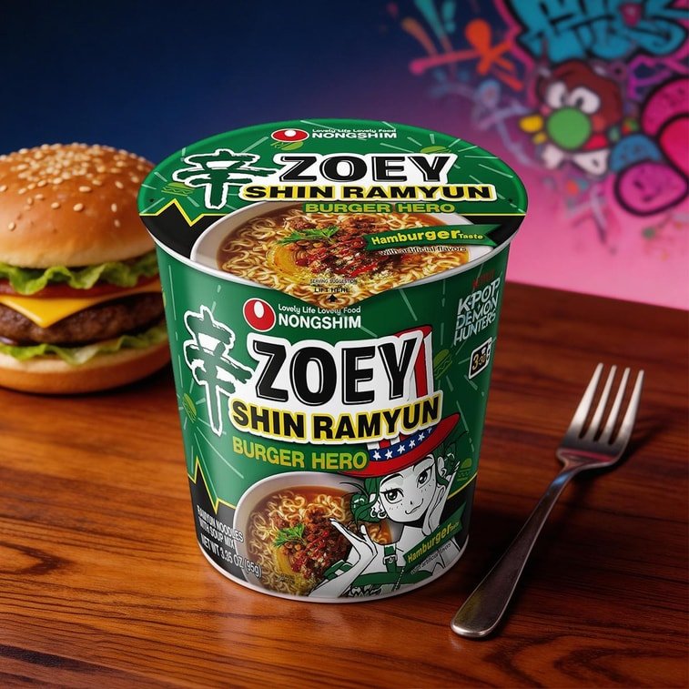 【KPop Demon Hunters Limited】【Zoey Limited Edition】NONGSHIM Rumi Shin Ramyun Burger Hero Flavor Cup Noodle - 95g - ding - go