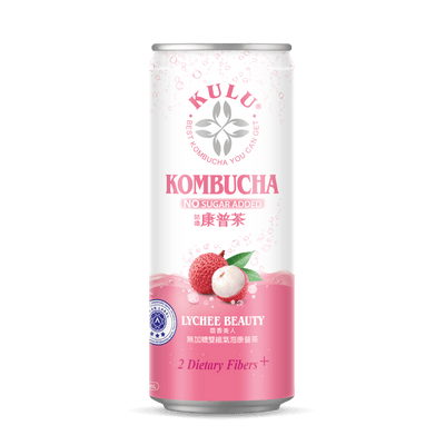 KULU 康普茶 荔枝美人 无糖双纤气泡康普茶 - 245g