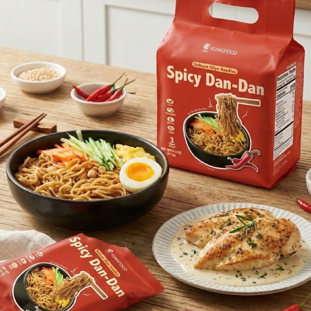 KUNGFOOD Spicy Dan Dan Air dried Instant Noodles 110g x 3 Pack, additional package view 2