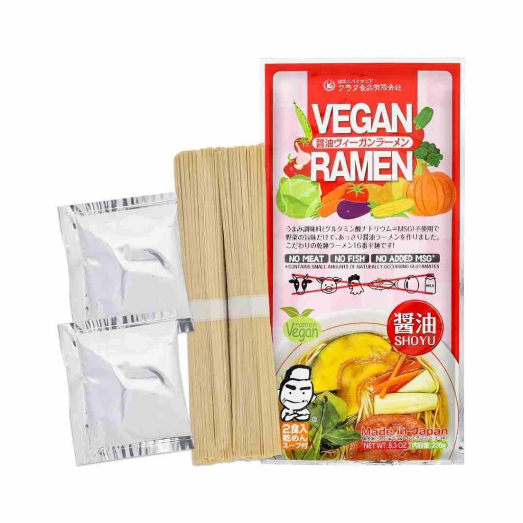Kurata Food Soy Sauce Vegan Ramen Dry Noodles – 2 Servings (Bag) - 236g - ding - go