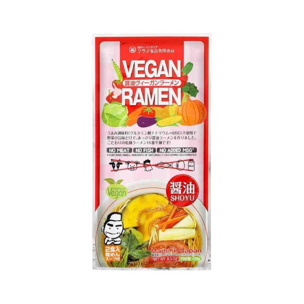 Kurata Food Soy Sauce Vegan Ramen Dry Noodles – 2 Servings (Bag) - 236g - ding - go