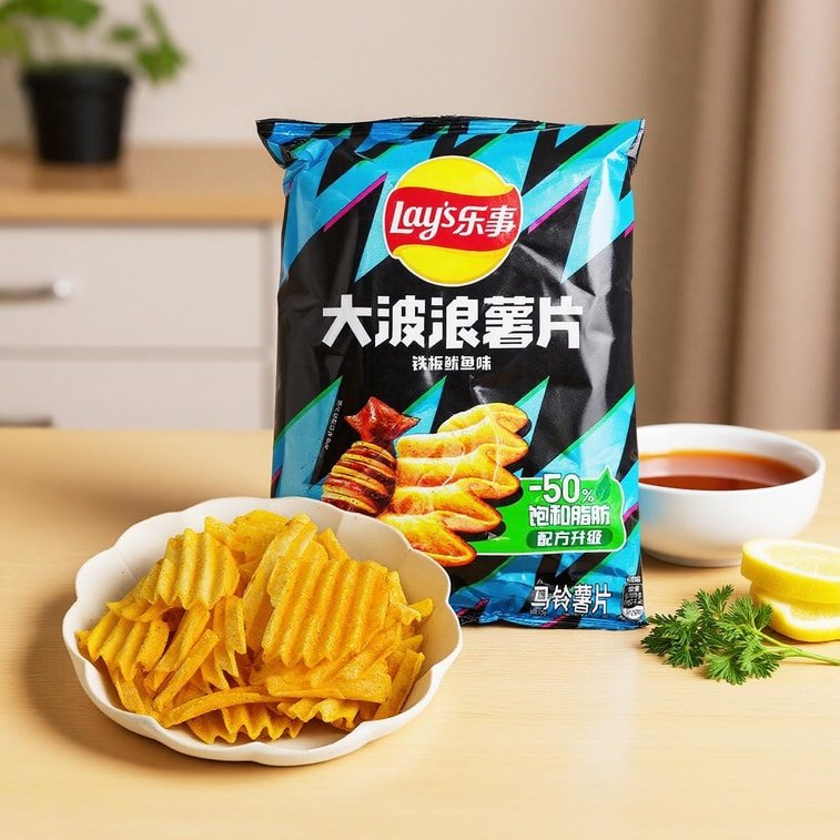 Lay's Wavy Potato Chips Grilled Squid Flavor 70g, additional package view 2