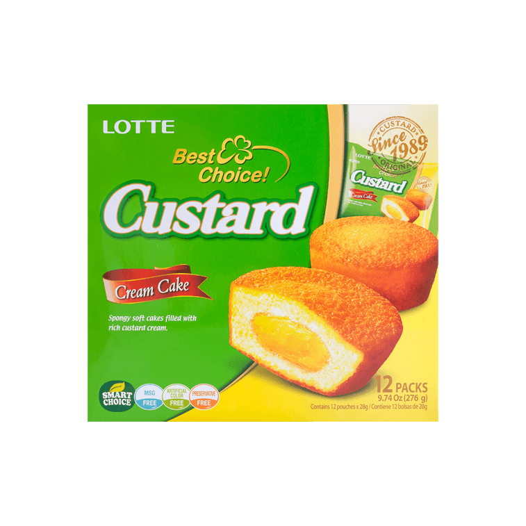 Lotte Custard Cream Cakes - 23g x 12 Pack - ding - go