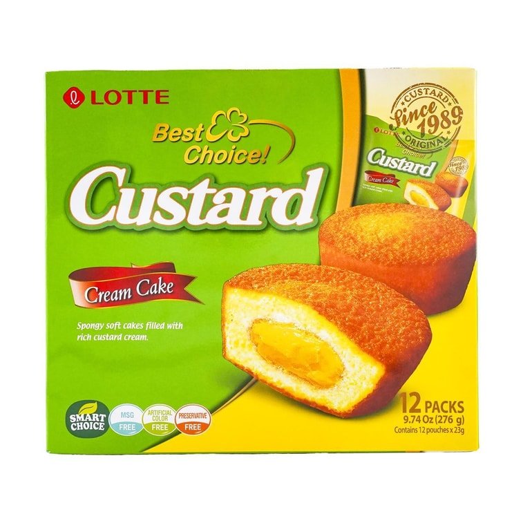 Lotte Custard Cream Cakes - 23g x 12 Pack - ding - go