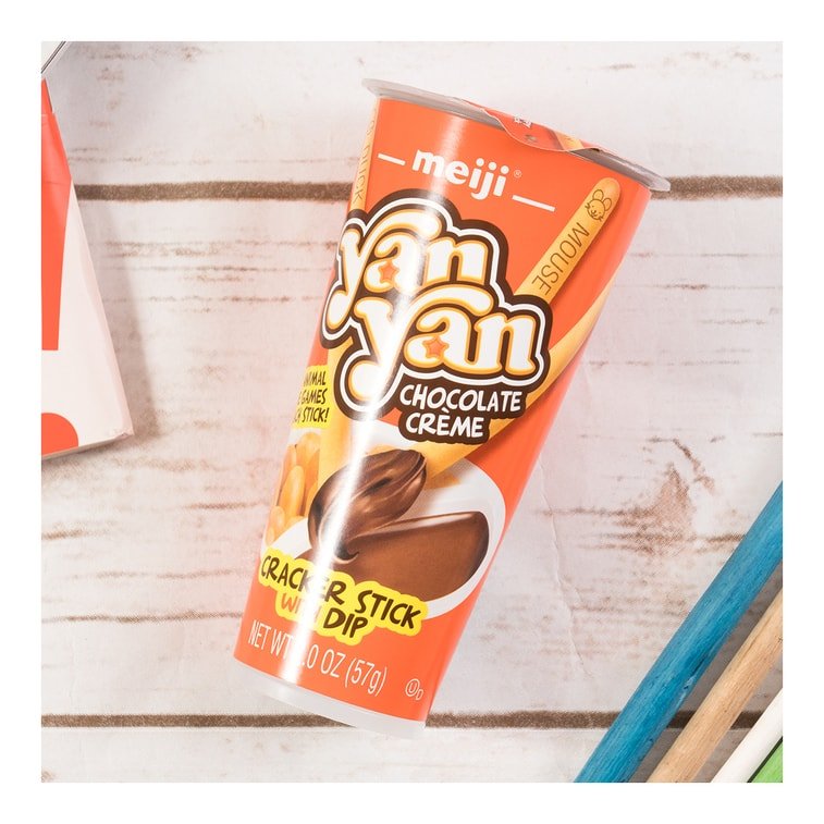 Meiji Yan Yan Chocolate Creme Cracker Stick With Dip 57g, additional package view 3