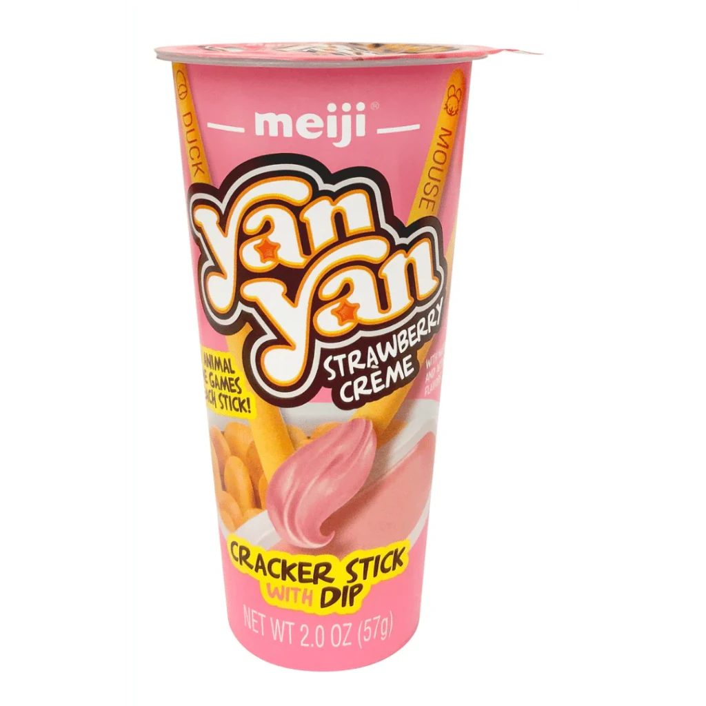 Meiji Yan Yan Strawberry Creme Cracker Stick With Dip - 57g - ding - go