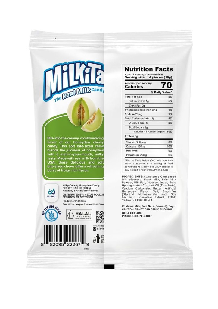 Milkita Real Milk Candy Honeydew Flavor 100g, additional package view 3