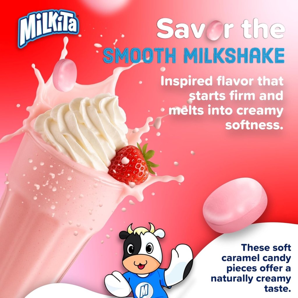 Milkita Real Milk Candy Strawberry Flavor 100g, additional package view 5