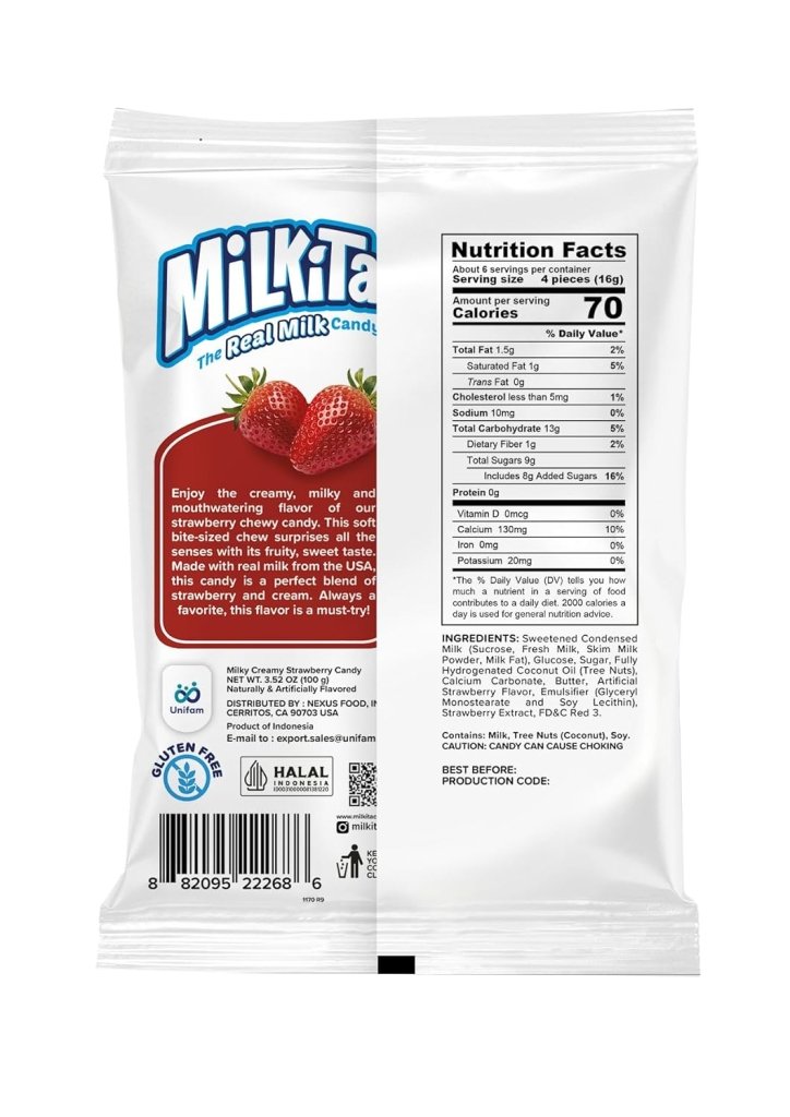 Milkita Real Milk Candy Strawberry Flavor 100g, additional package view 3