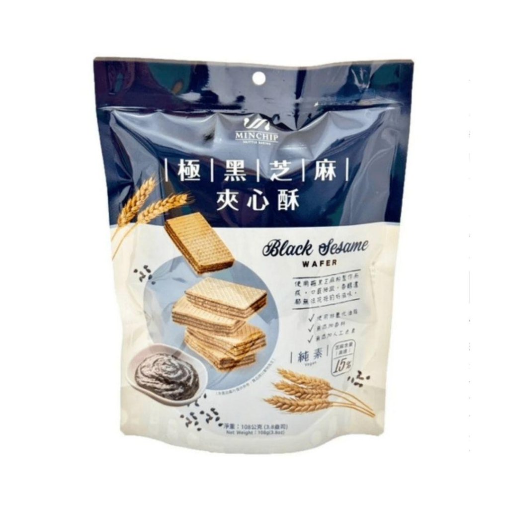 Minchip Black Sesame Wafer - 108g - ding-go