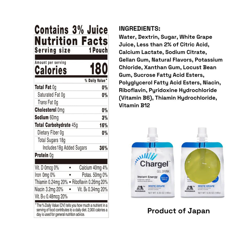 Morinaga Chargel Energy Beverage White Grape Flavor - 180g - ding - go