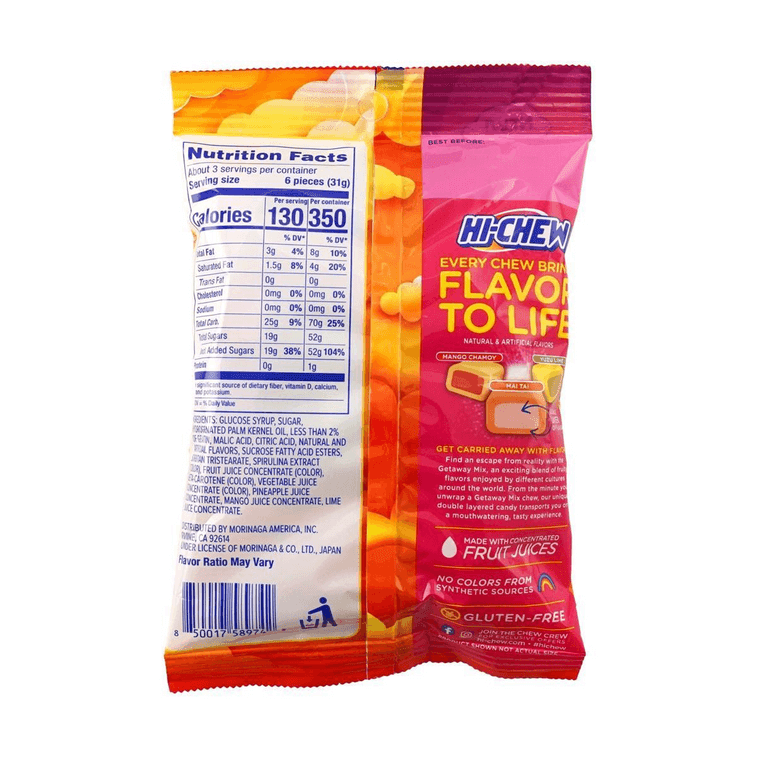 Morinaga Hi - Chew Getaway Assorted Fruit Chewy Candy Bag – 85g - ding - go