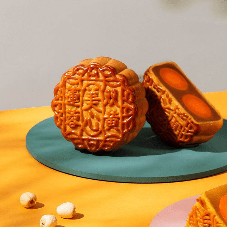 MX Double Egg Youlks Lotus Seed Paste Mooncake - 185g x 4 pcs - ding-go