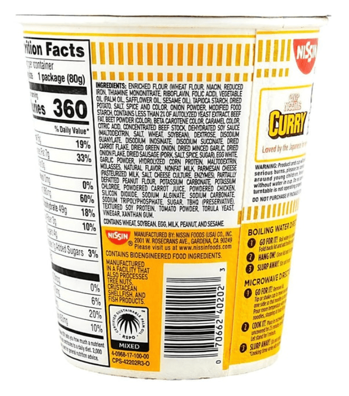 Nissin Cup Noodles Curry - 80g - ding-go