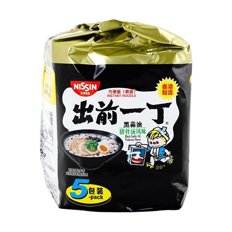 Nissin Demae Ramen Black Garlic Oil Tonkotsu Pork Flavor - 100g x 5 Pack - ding - go