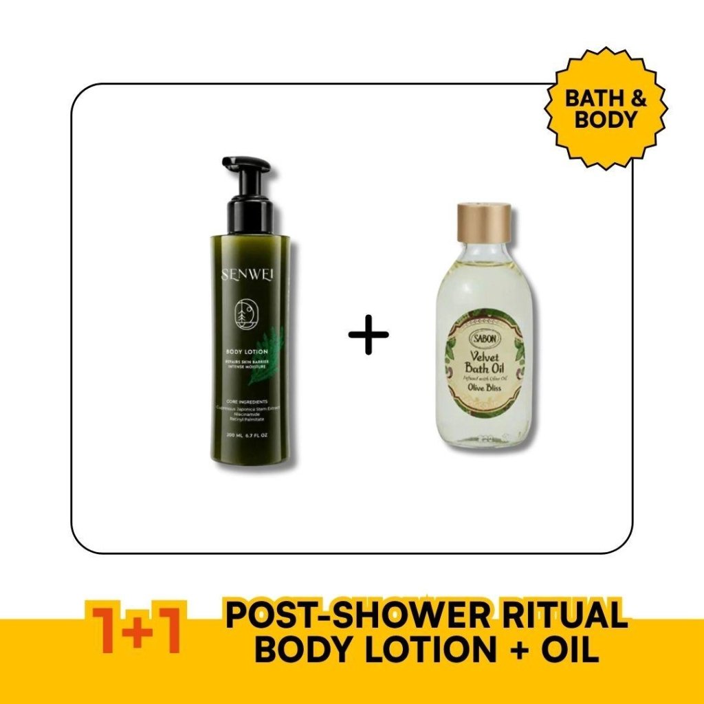 Post-Shower Ritual Kit — SENWEI Japanese Cedar Body Lotion + SABON Shower Oil - ding-go