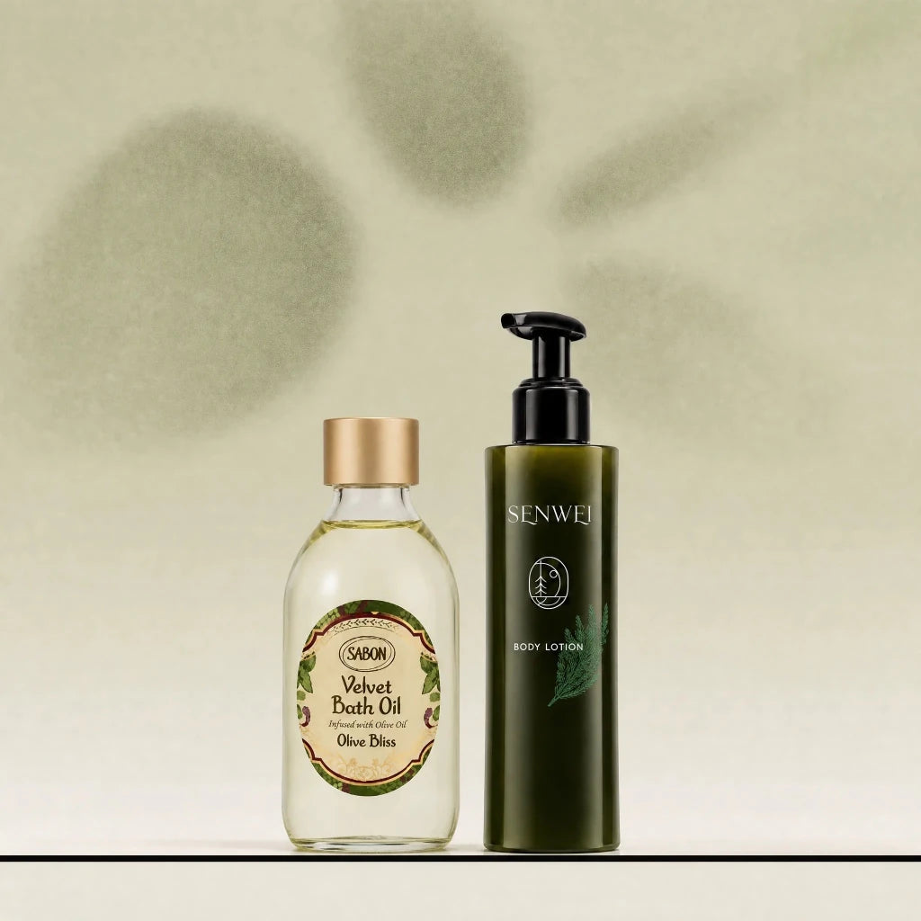 Post-Shower Ritual Kit — SENWEI Japanese Cedar Body Lotion + SABON Shower Oil - ding-go