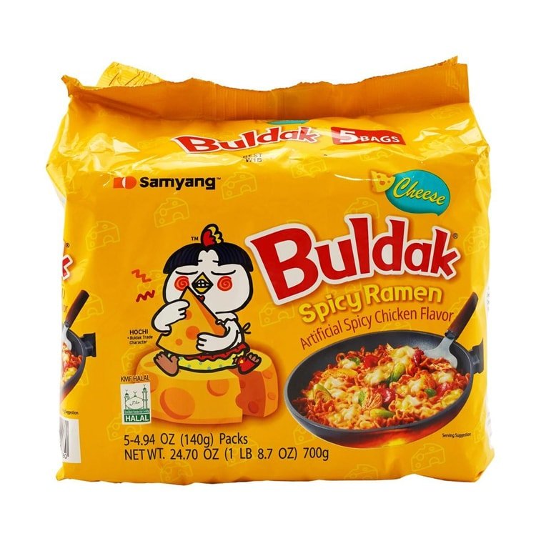 Samyang Buldak Cheese Spicy Chicken Flavor Ramen – 140g × 5 Pack, additional package view 3