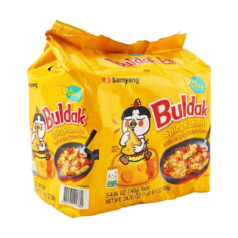 Samyang Buldak Cheese Spicy Chicken Flavor Ramen – 140g × 5 Pack, additional package view 4