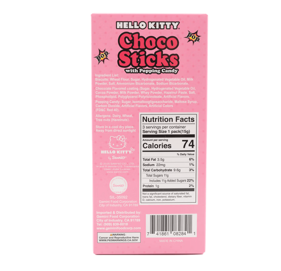 Sanrio Hello Kitty Choco Sticks Strawberry Flavor 45g, additional package view 3