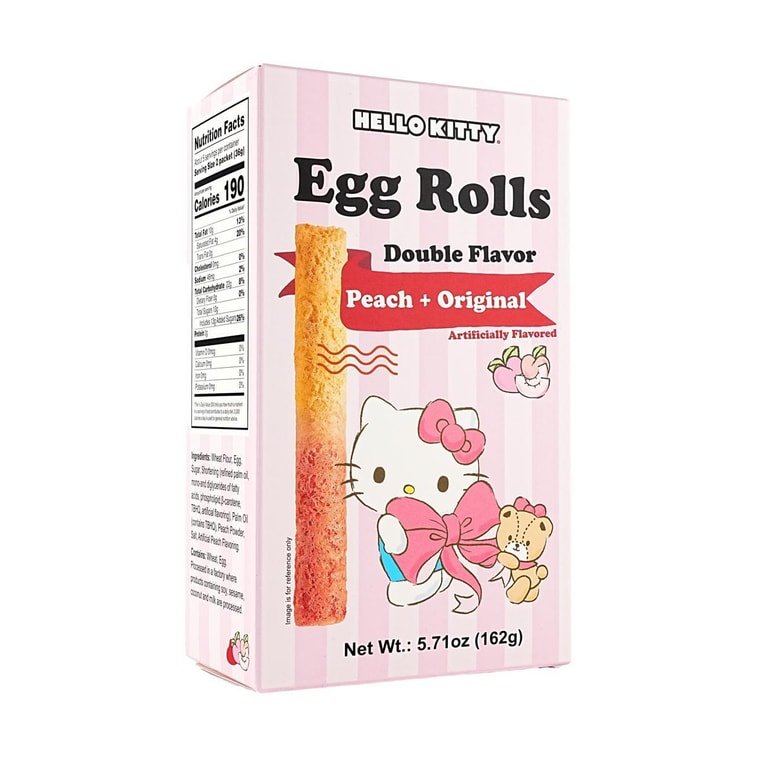 Sanrio Hello Kitty Double Flavor Egg Rolls Peach and Original Flavor - 162g - ding - go