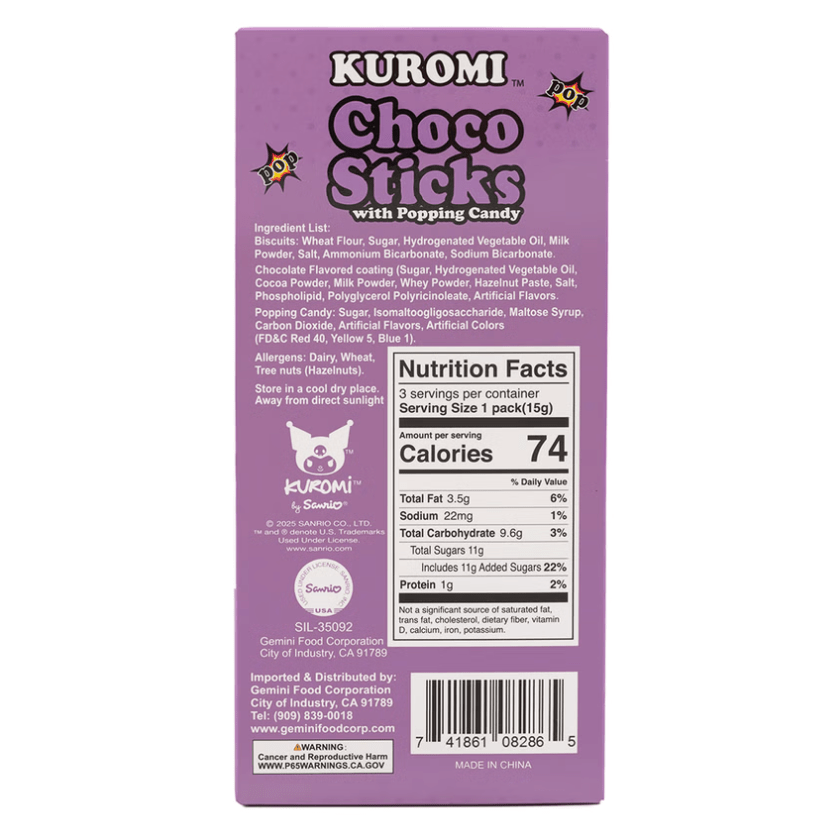 Sanrio Kuromi Choco Sticks Grape Flavor - 45g - ding - go