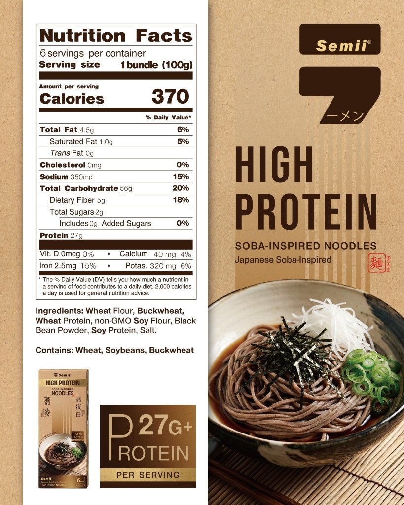 Semii High Protein Noodles-Soba-Inspired(6 bundles/box) - 600g - ding-go